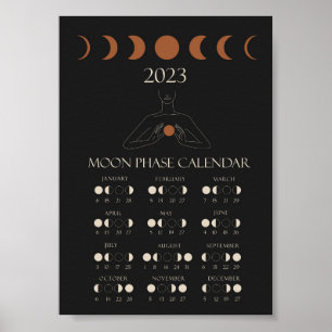 Moon Phase Calendar 2023 Wall Art Poster