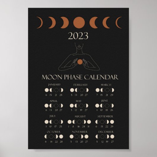 Moon Phase Calendar 2023 Wall Art Poster (Voorkant)