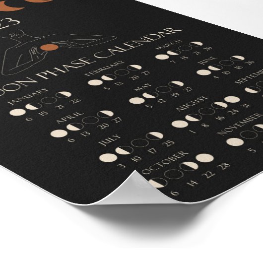 Moon Phase Calendar 2023 Wall Art Poster (Hoek)