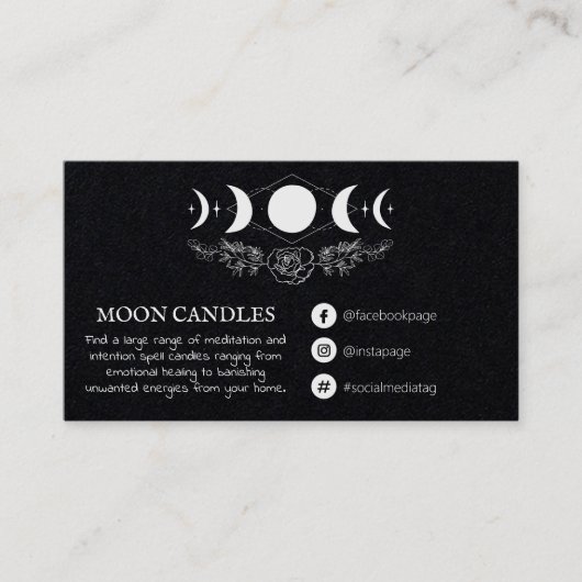 Moon Phase Candle Spell Visitekaartje (Voorkant)