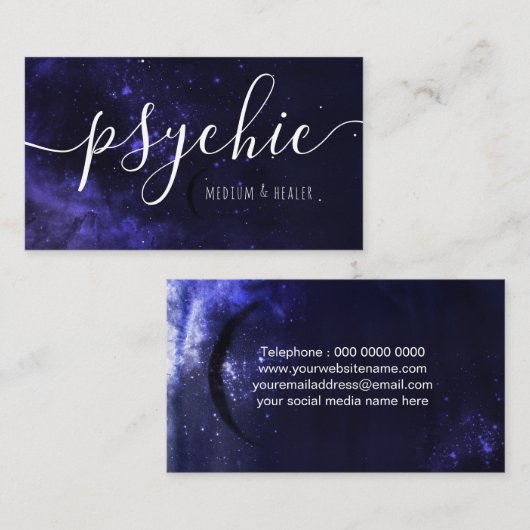 Moon Phase Celestial Sky Psychic Medium Healer Visitekaartje (Voorkant / Achterkant)