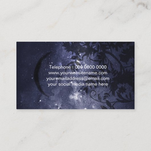 Moon Phase Celestial Sky Psychic Medium Healer Visitekaartje (Achterkant)