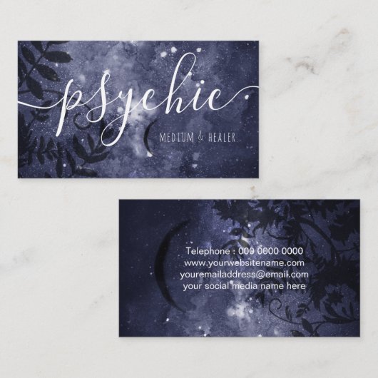 Moon Phase Celestial Sky Psychic Medium Healer Visitekaartje (Voorkant / Achterkant)