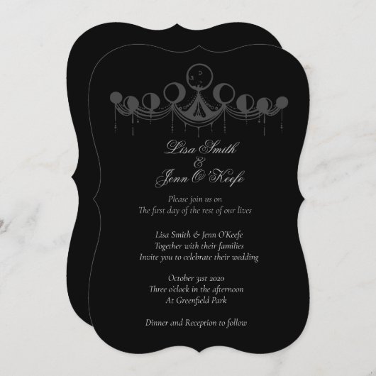 Moon Phase Chandelier Wedding Invitations Kaart (Voorkant / Achterkant)