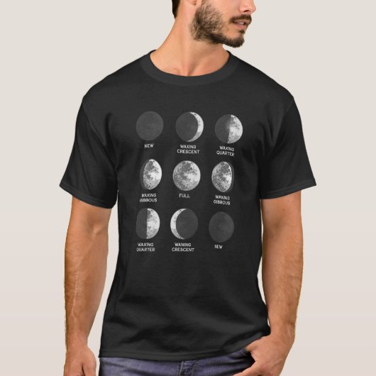 Moon Phase Cyclus Ruimte T-shirt (Voorkant)