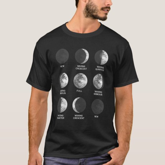 Moon Phase Cyclus Ruimte T-shirt (Voorkant)