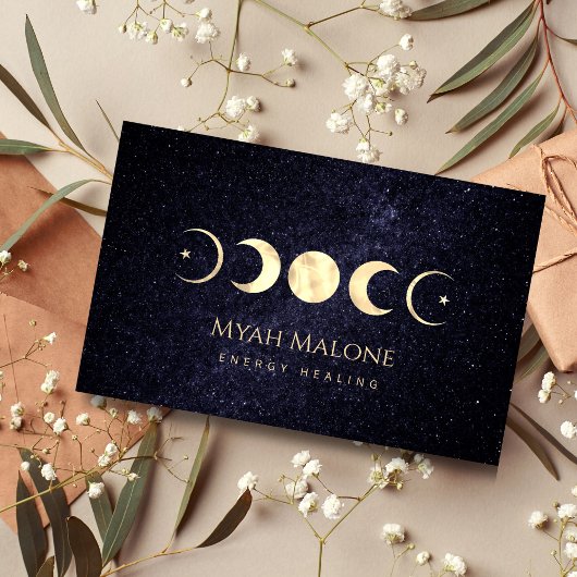 Moon Phase Galaxy Yoga Energy Healer Visitekaartje