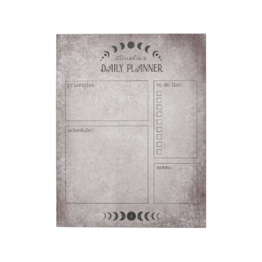 Moon Phase  Gothic Gepersonaliseerde Planner Notitieblok (Linkerzijde)