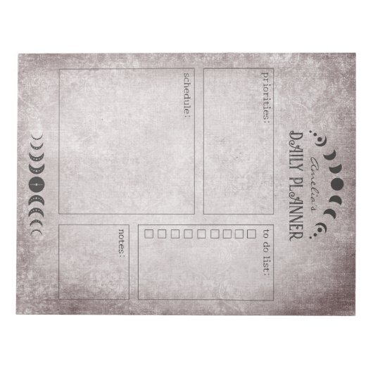 Moon Phase Gothic Gepersonaliseerde Planner Notitieblok (Voorkant)