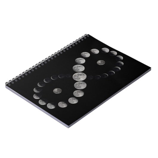 Moon phase infinity zwart notitieboek (Linkerzijde)