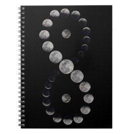 Moon phase infinity zwart notitieboek