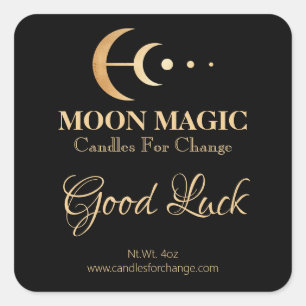 Moon Phase Intentie Soja Kaarsen Vierkante Sticker