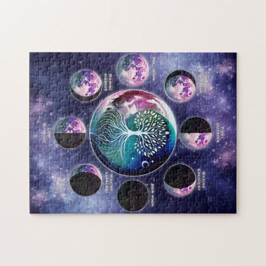 Moon Phase Magnet met Tree of Life | Celest Legpuzzel (Horizontaal)