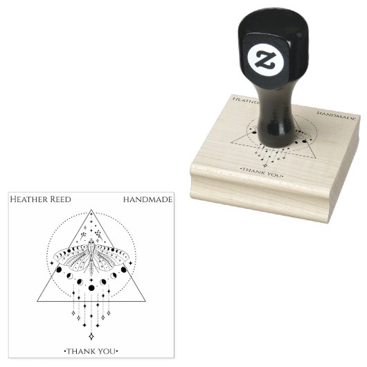 Moon Phase Moth | Handgemaakt Dank u Rubber Stempe Rubberstempel (Gestempeld)