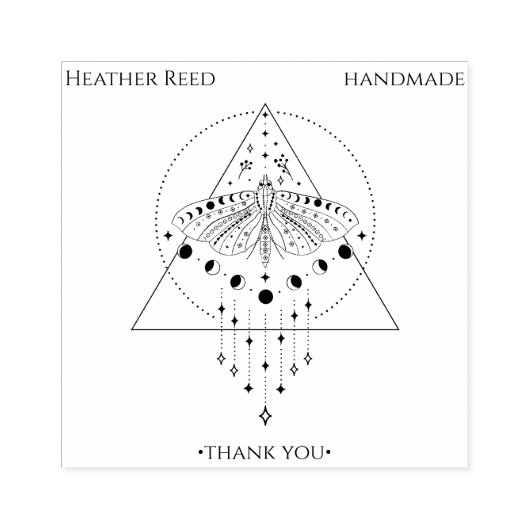 Moon Phase Moth | Handgemaakt Dank u Rubber Stempe Rubberstempel (Afrduk)