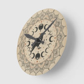 Moon Phase Raven Mandala Ronde Klok (Hoek)