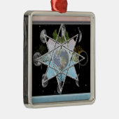Moon Phase, Seasons Octagram Metalen Ornament (Rechts)