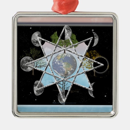 Moon Phase, Seasons Octagram Metalen Ornament (Voorkant)