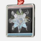 Moon Phase, Seasons Octagram Metalen Ornament (Links)