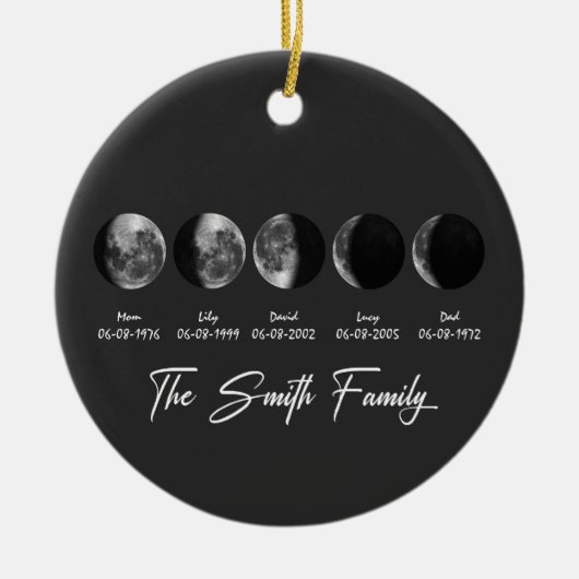 Moon Phase The Smith Family – Custom Names & Dates Keramisch Ornament (Voorkant)