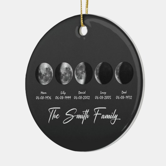 Moon Phase The Smith Family – Custom Names & Dates Keramisch Ornament (Links)