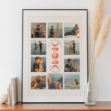 Moon Phase Verloving Photo Collage Poster