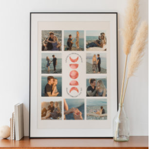 Moon Phase Verloving Photo Collage Poster