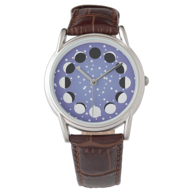 Moon Phase Watch met sterren Horloge (Voorkant)