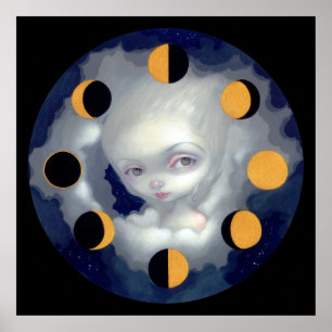 Moon Phases ART PRINT gothic fairy low-bros big ey