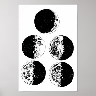 Moon Phases Astronomy Space Art-illustraties Poster
