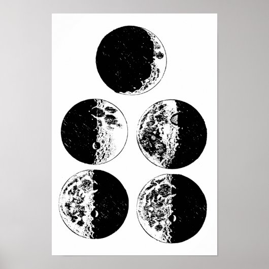 Moon Phases Astronomy Space Art-illustraties Poster (Voorkant)