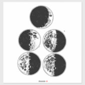 Moon Phases Astronomy Space Art-illustraties Sticker (Vel)
