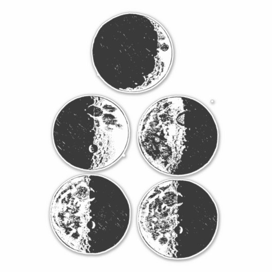 Moon Phases Astronomy Space Art-illustraties Sticker (Voorkant)
