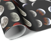 Moon Phases Black Pagan Wiccan Holiday Esbat Cadeaupapier (Rol Hoek)