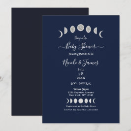 Moon Phases Blue Astrology Celestial Baby shower Kaart