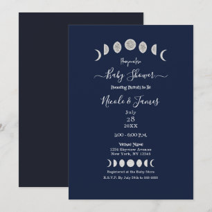 Moon Phases Blue Astrology Celestial Baby shower Kaart