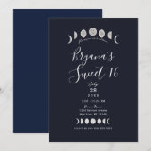 Moon Phases Blue Astrology Celestial Sweet 16 Kaart (Voorkant / Achterkant)