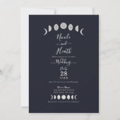 Moon Phases Blue Astrology Celestial Wedding Kaart (Voorkant)