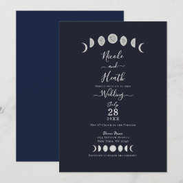 Moon Phases Blue Astrology Celestial Wedding Kaart