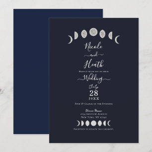 Moon Phases Blue Astrology Celestial Wedding Kaart