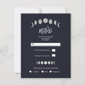 Moon Phases Blue Astrology Celestial Wedding RSVP Kaart (Voorkant)