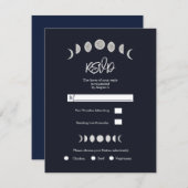 Moon Phases Blue Astrology Celestial Wedding RSVP Kaart (Voorkant / Achterkant)
