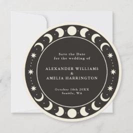 Moon Phases boho celestial Save the Date Kaart