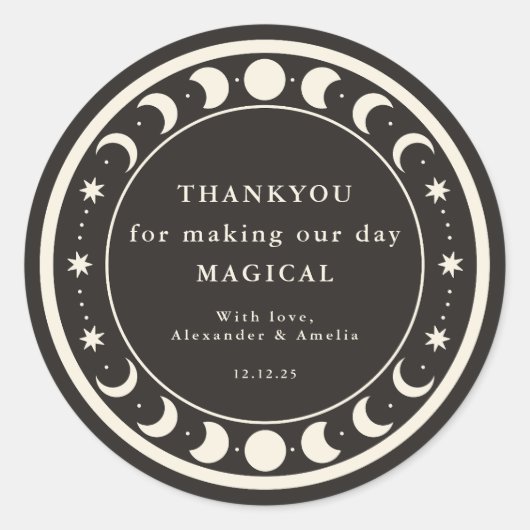 Moon Phases boho celestial Weddenschap Ronde Sticker (Voorkant)