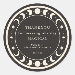 Moon Phases boho celestial Weddenschap Ronde Sticker