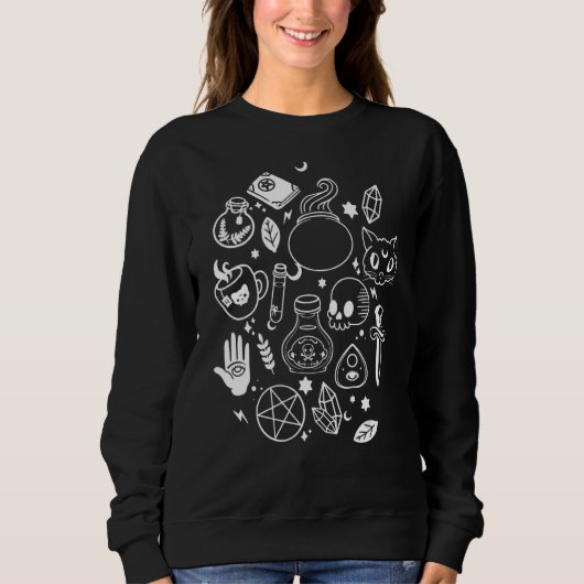 Moon Phases Cat Pagan Witch Wicca Wiccan Trui (Voorkant)