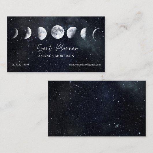 Moon Phases Celestial Event Planner Visitekaartje (Voorkant / Achterkant)