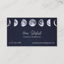 Moon Phases Celestial Hair Stylist Visitekaartjes