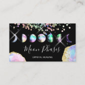 Moon Phases Crystal Gem Healing Holografen Busines Visitekaartje (Voorkant)