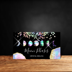 Moon Phases Crystal Gem Healing Holografen Busines Visitekaartje